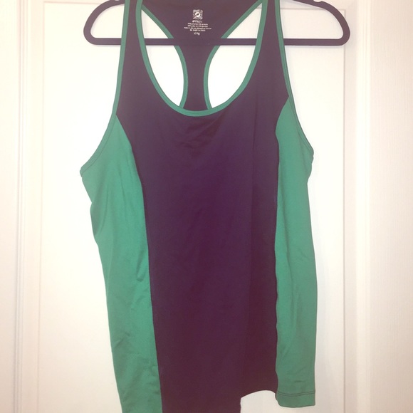 Green and navy racer back top - Picture 1 of 2