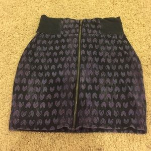 Black and Purple Heart Skirt with Front Zipper