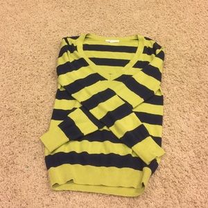 Green and Navy Striped Sweater