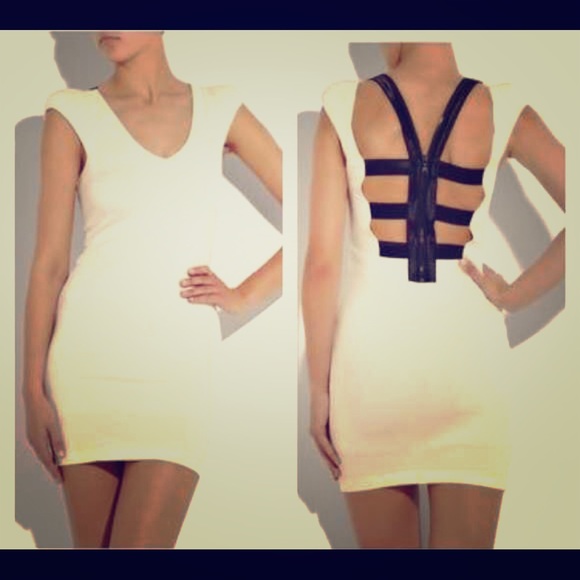 Alice+Olivia Ivy Cutout Back Bandage white Dress