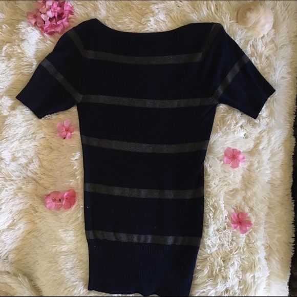 Wet Seal Striped Short Sleeve Sweater - Picture 2 of 4