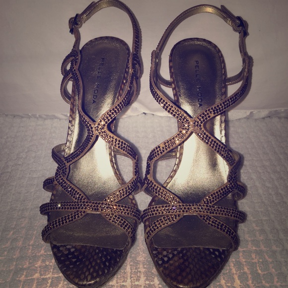 Pelle Moda:Gold Flirt Evening Sandal Bronze Snake