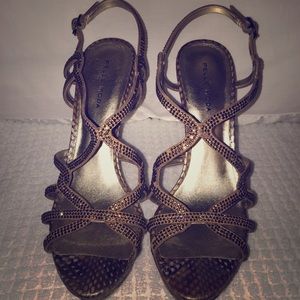 Pelle Moda:Gold Flirt Evening Sandal Bronze Snake