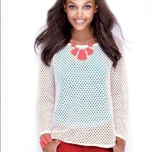 Off White Open Weave Long Sleeve Sweater