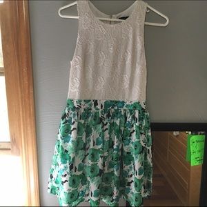 white lace & green floral dress