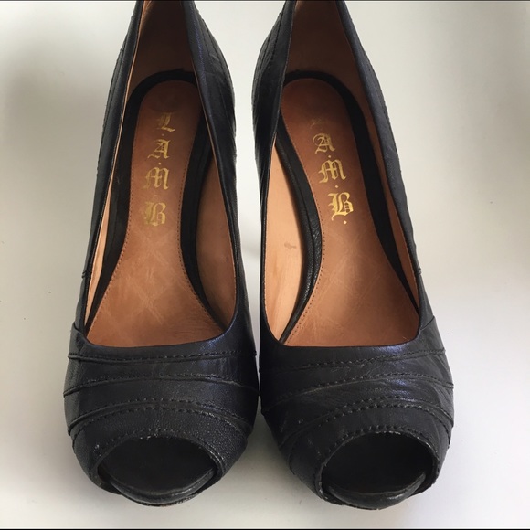 LAMB Peep Toe Leather Stilettos