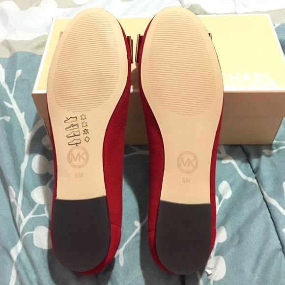 NIB Michael Kors Kiera Ballet Red Suede Flats Sz 6 - Picture 4 of 4