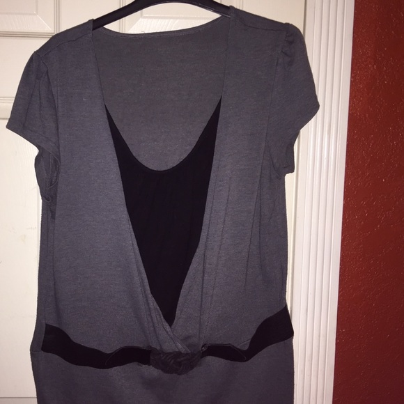 Gray and black with black belt top