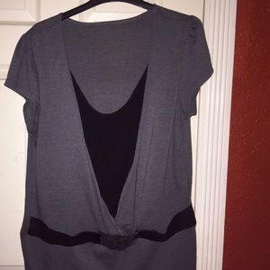 Gray and black with black belt top