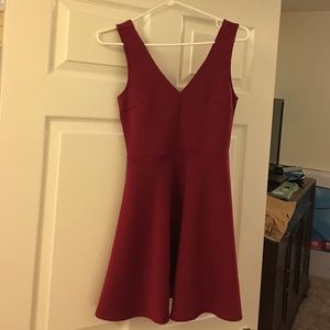 Slimming red dress with flare at bottom