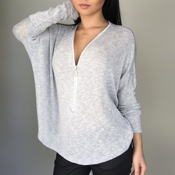 • EXTRA 1 •"Gray Knit Zipper Knit Dolman" - Picture 2 of 4