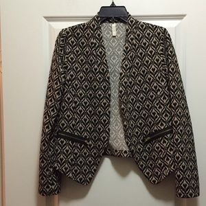 Printed zipper detail open jacket