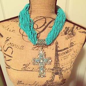 Rhinestone cross necklace