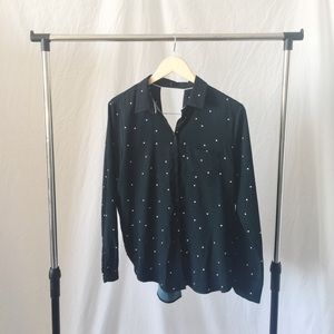 Zara Green Long Sleeved Blouse with Cut Out