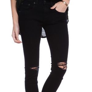 Rag & Bone Jean Distressed Knee Black Denim