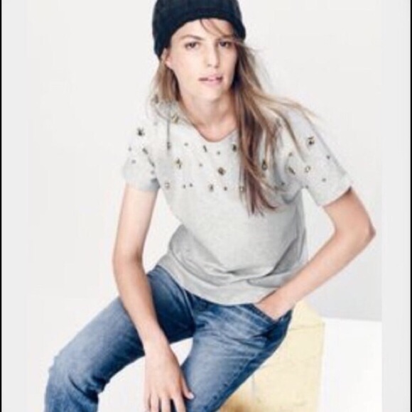 J. Crew Short Sleeved Embellished Shirt