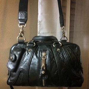 L.A.M.B. Brunswick black leather satchel