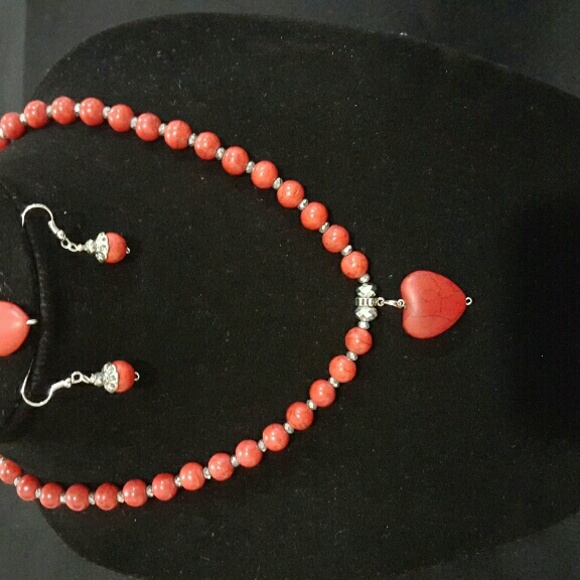 2X $30.00 Red stones necklace,bracelet and earring