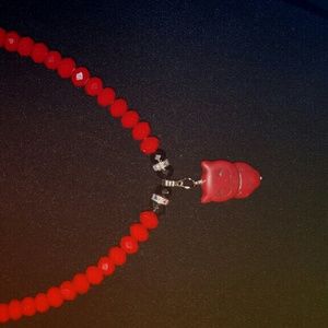 ❤2 X $ 30.00Red Crystal Necklace with owl in stone