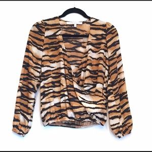 Lovers + Friends Deep V Leopard Print Top