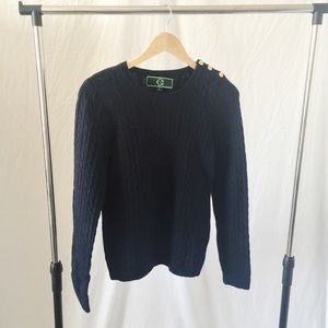 C Wonder Navy Cable Sweater