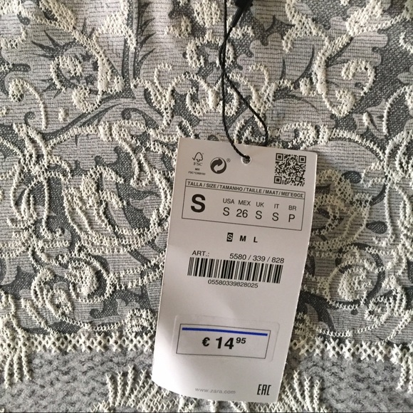 SALE: Zara grey marl top with lace print design. - Picture 2 of 4