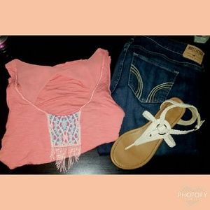 American Eagle Beaded Tank