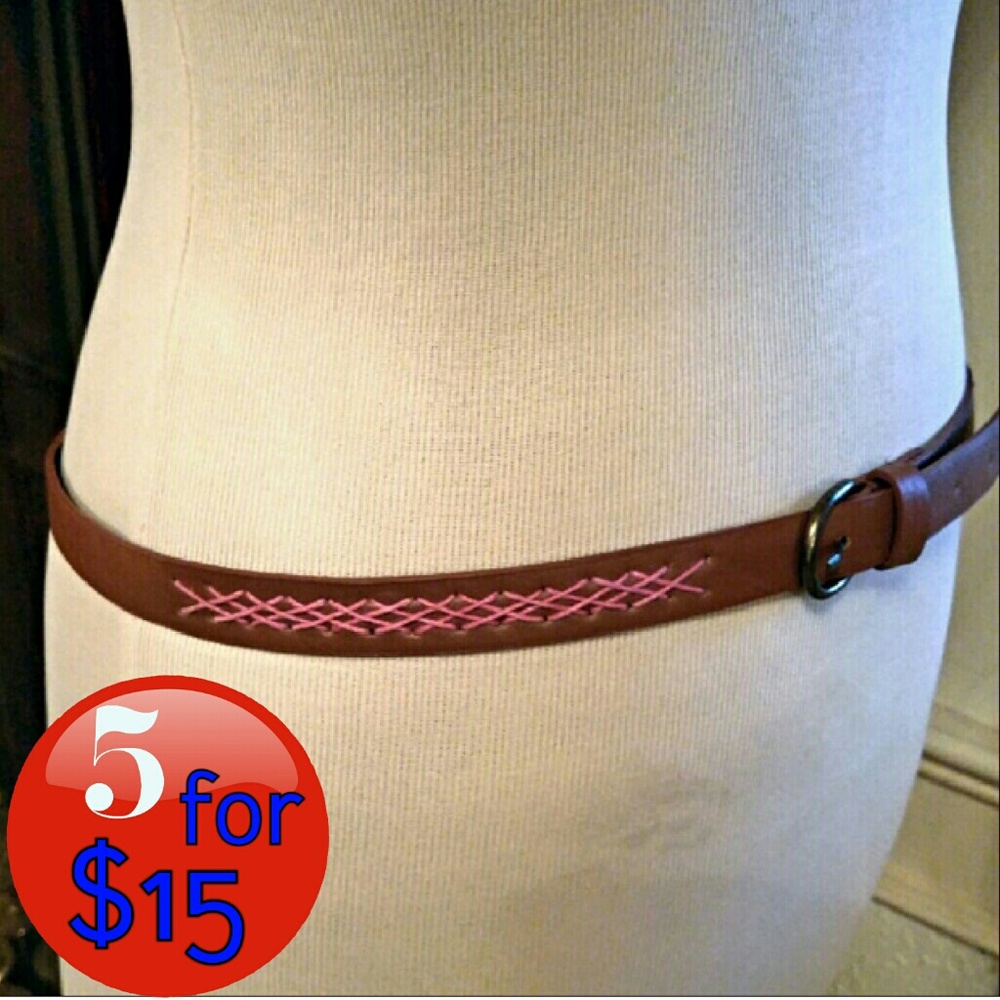 ??Caramel Brown Belt with Pink Cord Details??