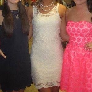 Ivory dress with creme lace overlay