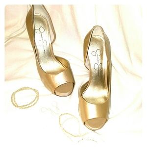 Champagne Jessica Simpson platform stilettos