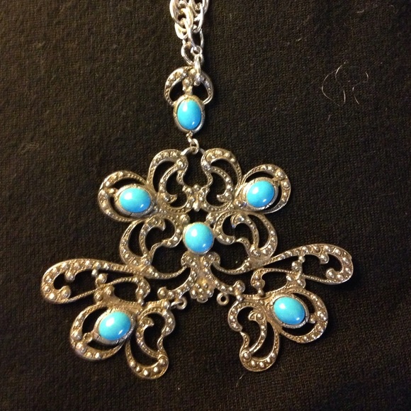 Dramatic silver & turquoise necklace