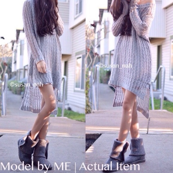 SALE Gray long oversized sweater - Picture 3 of 3