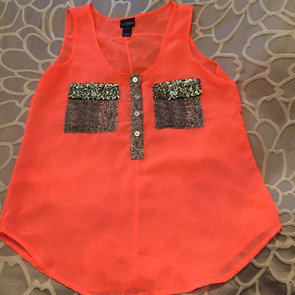 Daytrip Tops - Sequin Sparkle Neon Pocket Tank The Buckle Daytrip