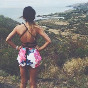 Asymmetrical Floral skirt shorts cute