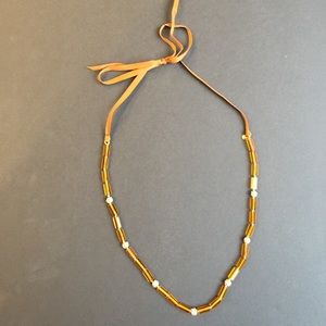 J.Crew amber glass and crystal necklace