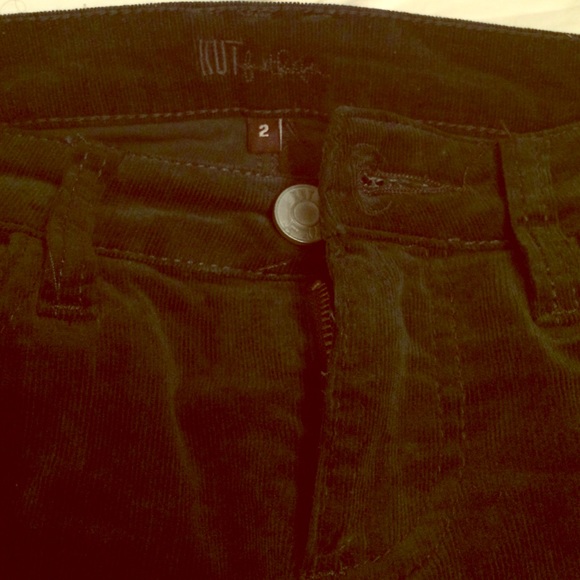 Kut dark green cord skinny pants.