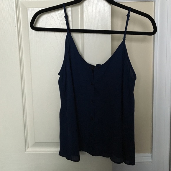 AQUA navy tank top with buttons - Picture 1 of 2