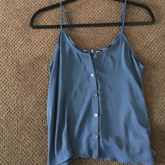 AQUA navy tank top with buttons - Picture 2 of 2