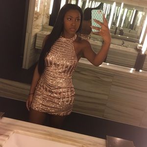 Rose gold sequined dress! Mid-length