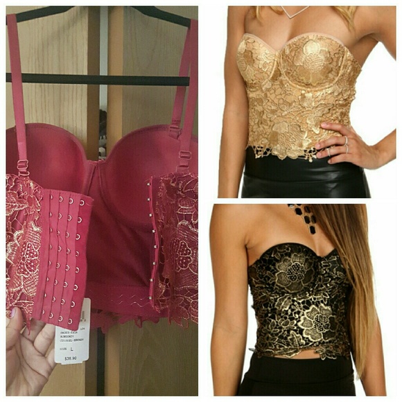 Gold on Maroon bustier crop top