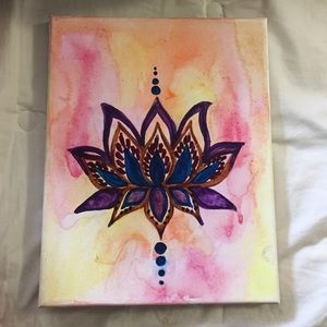 Hand painted watercolor lotus flower canvas!