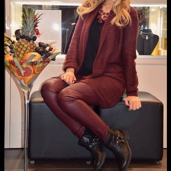 Sold Faux leather leggings High Waist Sexy fleece - Picture 2 of 2