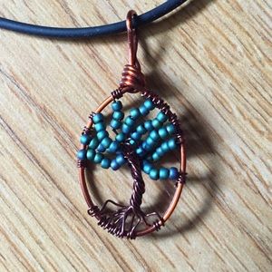 Handmade boho tree necklace.