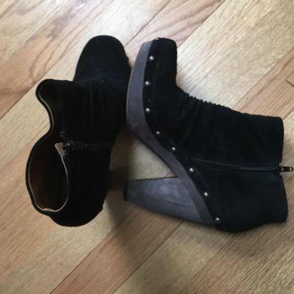 Black suede clog boots