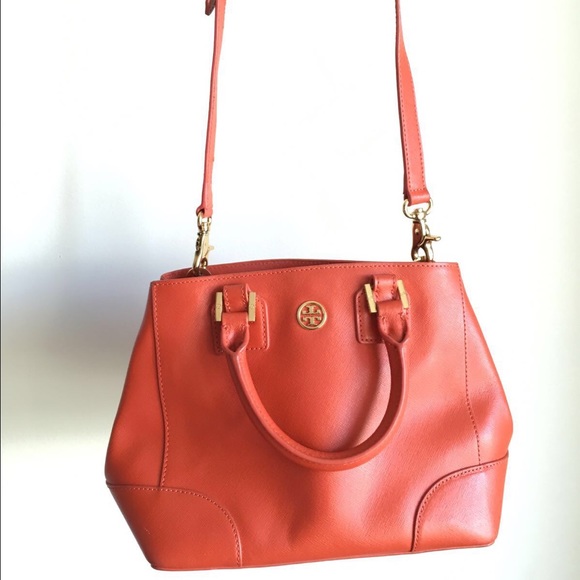 Tory Burch Robinson Mini Square Tangerine Tote - Picture 2 of 4