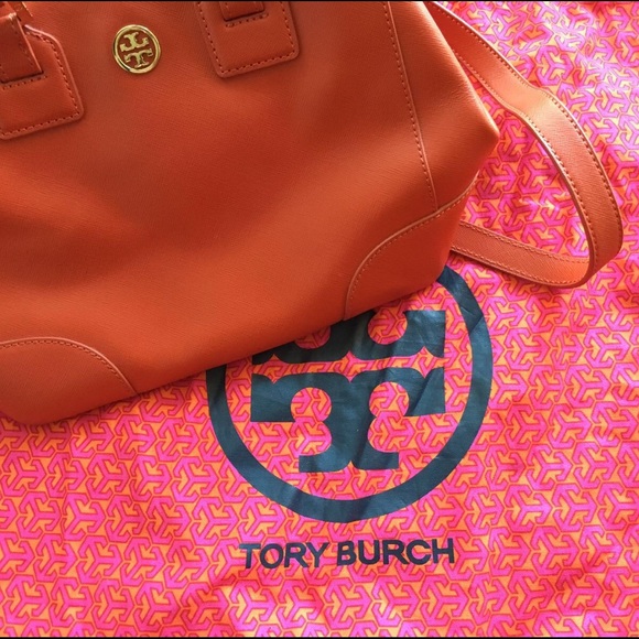 Tory Burch Robinson Mini Square Tangerine Tote - Picture 3 of 4