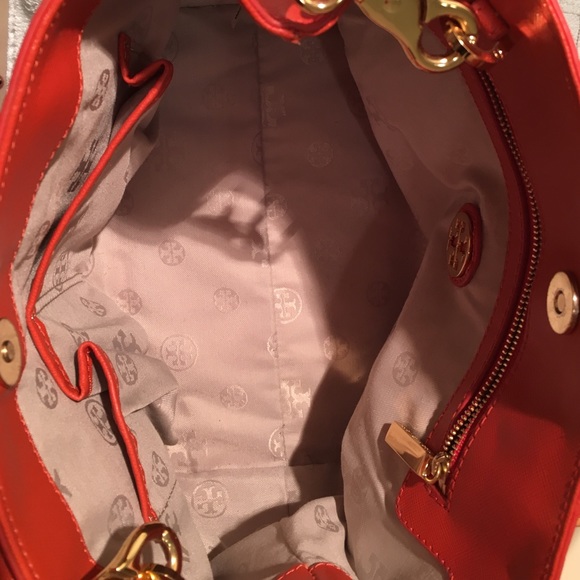 Tory Burch Robinson Mini Square Tangerine Tote - Picture 4 of 4