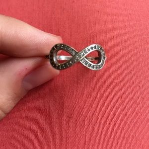 Sterling sliver, cubic zirconium infinity ring.