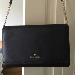 Black saffiano leather Kate Spade cross body bag