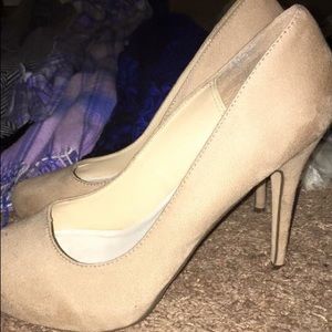 Suede nude heels